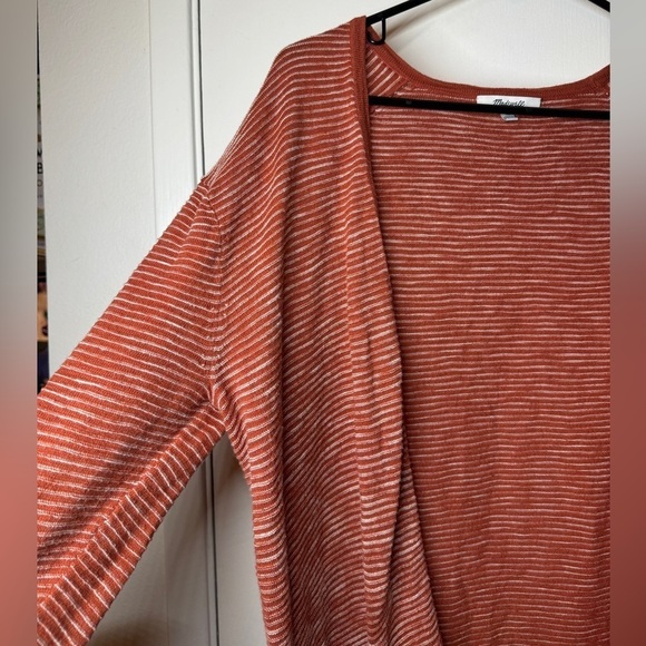 Madewell Summer Rider Striped Open Front Longline Rusty Orange Torch Cardigan XS - Picture 4 of 13